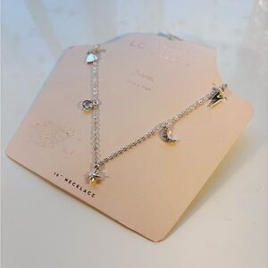 LC Lauren Conrad Silver Charm Necklace with Star and Moon